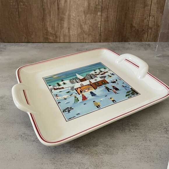 Villeroy & Boch Naif Christmas Square Handled Porcelain Cake Platter Plate 8" - Picture 2 of 10